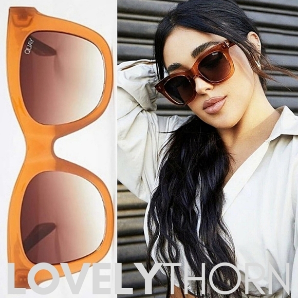 QUAY // ltd ed frosted toffee frame smokey gradient lens modern glam wayfarers - Picture 10 of 12